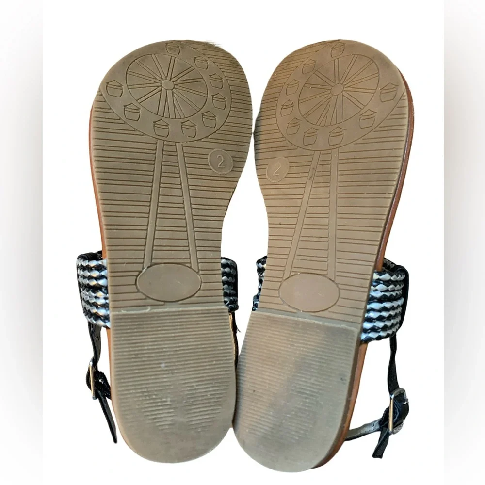 Cat & Jack Girls Thong Sandals Black and Silver Woven Size 2